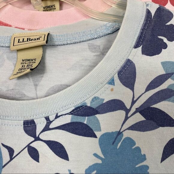 2 LL Bean Pink & Blue Floral Tshirts - Picture 3 of 7